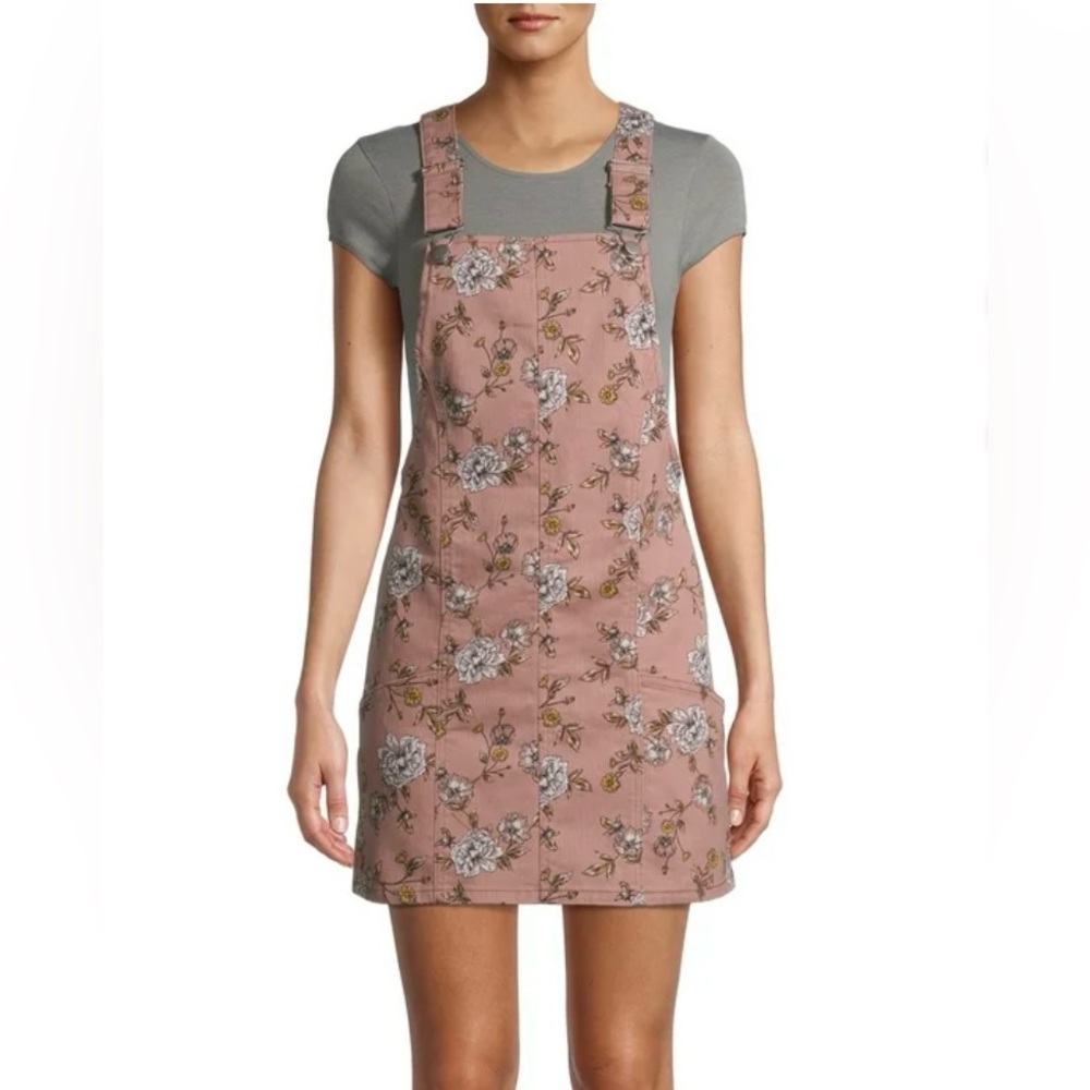 No Boundaries Pinafore Dress with Pockets, Size 2XL